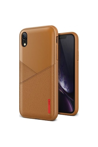 Vrs Apple Uyumlu iPhone Xr İle Leather Fit Label Kılıf Brown
