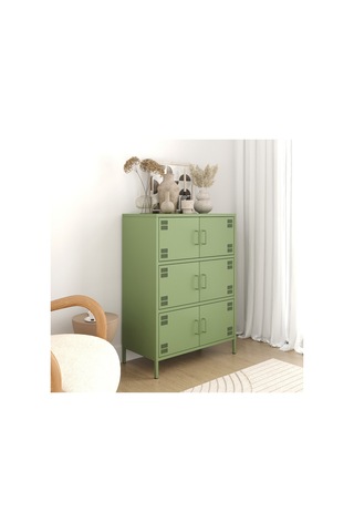 Pera Metal Çok Gözlü Dolap, 6 Kapaklı 80,50 X 40 X 109,50 Cm Ral 6011 Yeşil