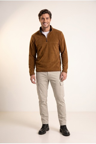 Jsco Erkek Kahve 6240 Basic Dik Yaka Polar Sweatshirt Kahverengi