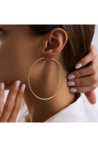 14k Altın Halka Küpe 1,2 Mm 7.5 Cm Gizli Kilit T14296 Renkli