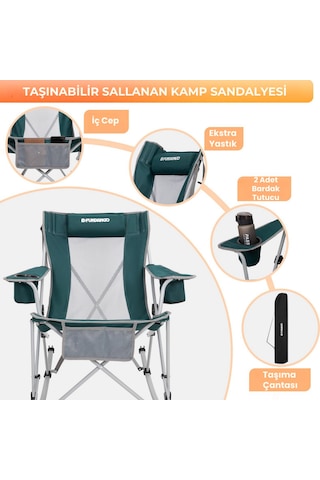 Fundango Roching Sallanan Katlanır Kamp Sandalyesi Green Grey Yeşil - Gri