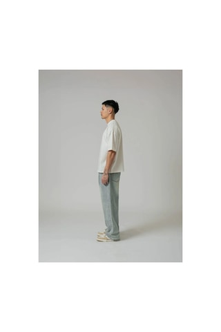 Modivibe Erkek Oversize T-shirt %100 Organik Pamuklu Kalın Dokulu Fit Yuvarlak Yakalı Beyaz