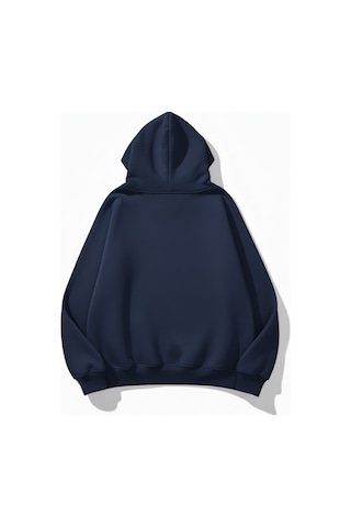 Uyguntarz Unisex Yumuşak Dokulu Anne Oluyorsun Baskılı Tasarım Oversize 3 İplik Hoodie Sweatshirt Indigo