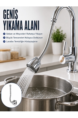 Esnek Spiral Musluk Uzatma Fıskiyesi Su Tasarruflu Ayarlanabilir Musluk Başlığı 1