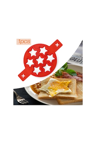 Skycity Kırmızı Yıldız Şekilli Silikon Yumurta Pişirme Kalıbı - 7 Delikli Fonksiyonel Mutfak Aleti Diğer