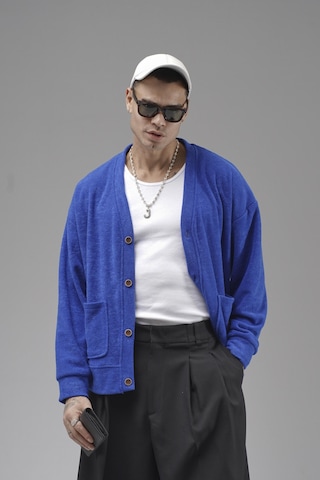 King-Brich Logo Detaylı Oversize Kalıp Erkek Hırka Saks