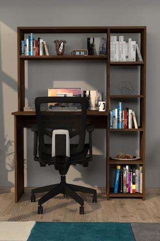 Moonlife Moonlife Duru Kitaplıklı Çalışma Masası Ceviz