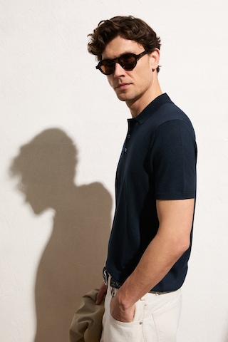 Grimelange Vesto Erkek Triko Lacivert Polo Yaka T-shirt