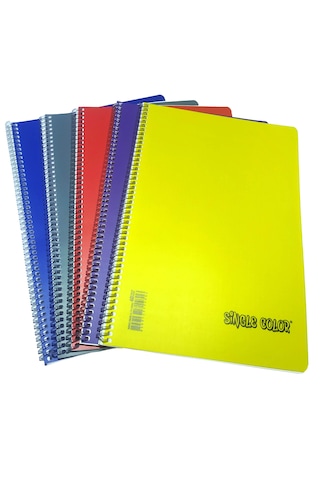 5 Adet 40 Sayfa A4 Kareli Spiralli Plastik Kapak Defter