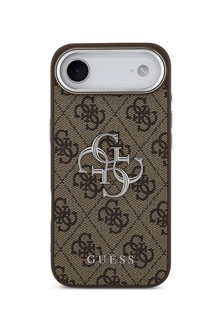 Apple Uyumlu iPhone 17 Air Kılıf Guess Lisanslı Gümüş Kamera Çerçeveli 4g Desenli Büyük 4g Ve Yazı Logolu Kahve Kahverengi
