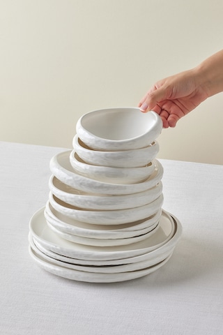 Karaca Earth Collection Atlantic 55 Parça 12 Kişilik Yemek Takımı Beyaz
