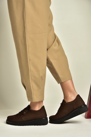 Fox Shoes U555040401 Kahverengi Hakiki Deri Nubuk Kadın Ayakkabı