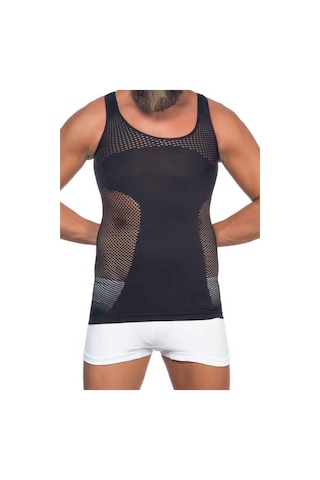 Moon Wear Siyah Mı Emay E1006 Fileli Erkek Korse Atlet Siyah