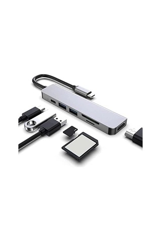 Uyumlu Type C To 4k Hdmı Usb 3.0 Sd Tf Pd Type-c Taşınabilir 7in1