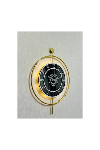 Pey Aksesuar Metal Camlı Duvar Saati 50 X 70 Cm Orta Boy Işıklı Gerçek Cam Duvar Saati Modern Tasarım M51-gold-füme-beyaz-gümüş