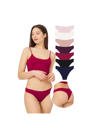 Pamuklu Basic Kadın Brezilya Külot 7'li Paket Renkli5 Çok Renkli