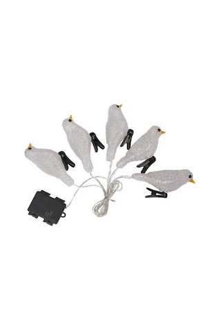 Dancemonkey Akrilik Kuş Işık Grubu Su Geçirmez Pil Kutusu Dekoratif Led Tatil Lamba Su Geçirmez İp44 Beyaz