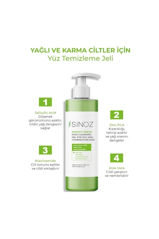 Sinoz Yağlı ve Karma Ciltler İçin Yüz Temizleme Jeli 400 ML