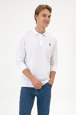 U.S. Polo Assn. Erkek Regular Fit Polo Yaka Beyaz Basic Sweatshirt 50313772-VR013