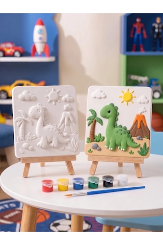 15x15 Sevimli Dinozor Taş Boyama Seti Çocuk Ve Yetişkin Hobi Kiti