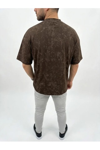 Veraura Lifestyle Erkek Premium Tişört Osy Yumuşak Dokulu Yıkamalı Oversize T-shirt - Kahverengi