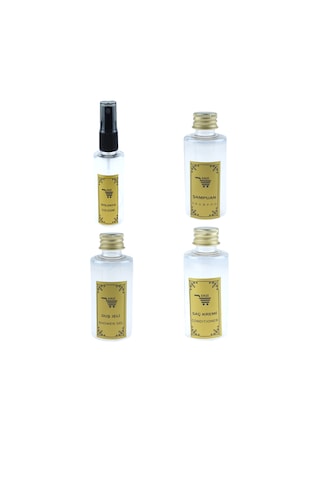 Seyahat Seti 4lü 0.50ml Kolonya Duş Jeli Saç Kremi Şampuan Şişesi Açık Kahverengi