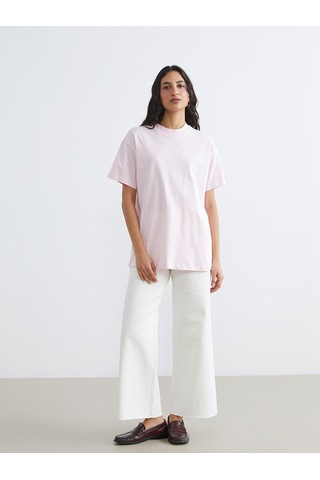 Lcw Modest Pembe Bisiklet Yaka Kadın Tişört