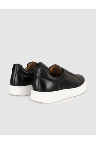 Siyah Hakiki Deri Kadın Sneaker Ayakkabı