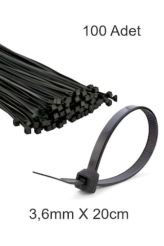 Siyah Plastik Cırt Kelepçe 3.6mm-20cm Kablo Bağı Elektrik Kablosu