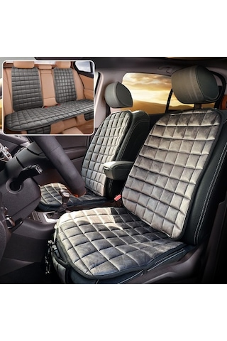 Premium Cepli Ortopedik Oto Koltuk Minder Seti - Oto Koltuk Kılıfı - Tam Set - Antrasit
