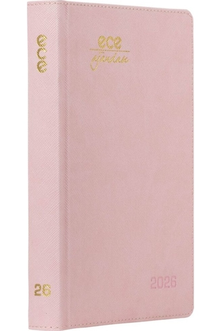 Ece Ajandası Datça 2026 Şeker Pembe - Günlük Kareli Sert Kapak 14x20 Pembe