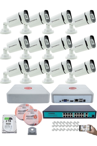 12 Kameralı Güvenlik Ip Kamera Seti - 4mp Dış Mekan Kdj-12s-4w-p-ıp-v0