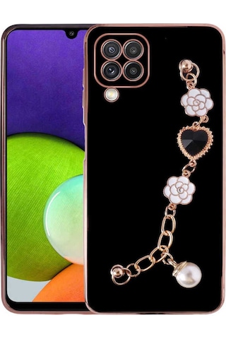 Galaxy A22 4g Kılıf El Tutamaçlı Kamera Korumalı Zore Taka Silikon Kapak Siyah