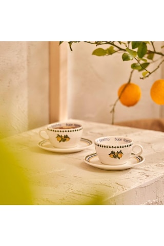 Lemoncello Porselen 2'li Çay Fincanı Seti 270 Cc Çok Renkli