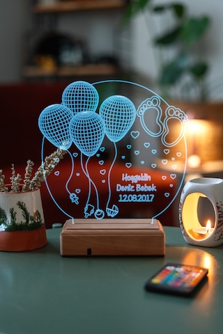 Yeni Doğan, Hoş Geldin Bebek 16 Renk Kumandalı 3d Gece Lambası
