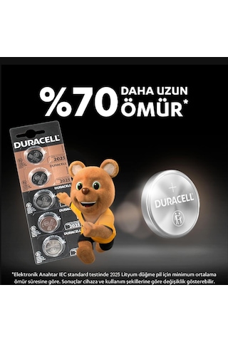 Duracell CR2025 Özel Lityum Düğme Pil 3V 5'li Paket
