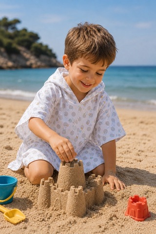 Müslin Çocuk Ve Bebek Panço Unisex Model - Bebek & Çocuk Plaj Ve Banyo Panço Beyaz - 886580333 5-8 Yaş