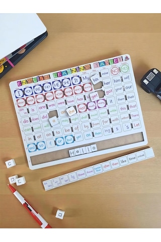 Ahşap İngilizce Eğitim Seti İngilizce Öğreniyorum Tableti - Büyük Ölçü 39x29 Cm
