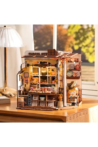 Rolife Dg174 Henry'nin Çikolata Dükkanı Henry's Chocolate Dıy Minyatür Maket Modelset Mini Dollhouse 3d Model Kit Detaylı Dekoratif Hobi Seti 3d Puzzle Tiny House