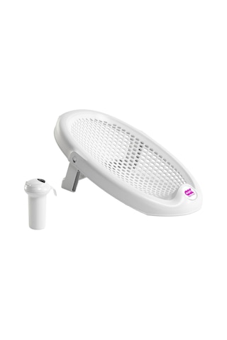 Okbaby Bebek Banyo Seti Jelly Küvet Adaptörü & Splash Bebek Duşu K. Beyaz