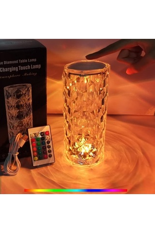 Dancemonkey 16 Renkli Kristal Gül Işık Masa Gece Lambası 07 2