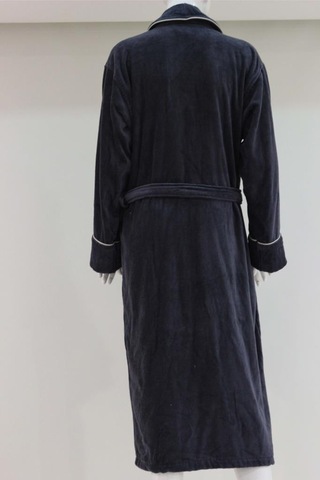 Kadife Şalyaka Bornoz Pamuklu Cepli Biyeli Kemerli Unisex Bornoz 001