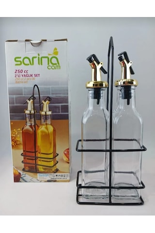 Sarina Metal Stantlı Cam Yağlık Seti 2'li 250 Cc