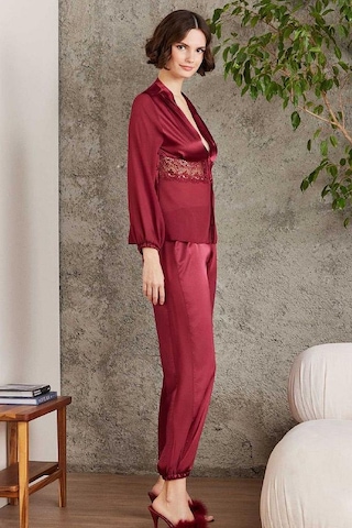 Pierre Cardin 6005 Kadın Saten Dantelli 6'lı Set-bordo Bordo