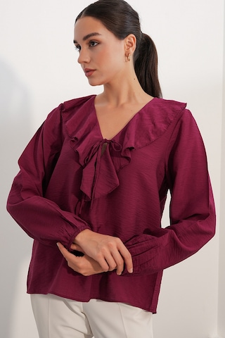 Bigdart Kadın Yaka Detaylı Bluz 40034 - Bordo