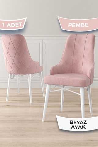 Canisa Concept Neta Serisi, 1.sınıf Babyface Kumaş Pembe Sandalye, Beyaz Gürgen Ayak Sandalye Pembe Ayakları Beyaz