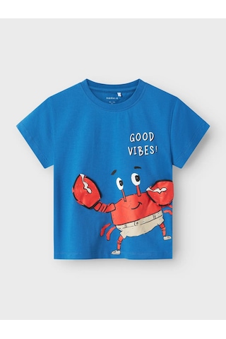 Name It Nmmfish Nreg Ss Top Box Unisex Çocuk T-shirt 13241295 Mavi