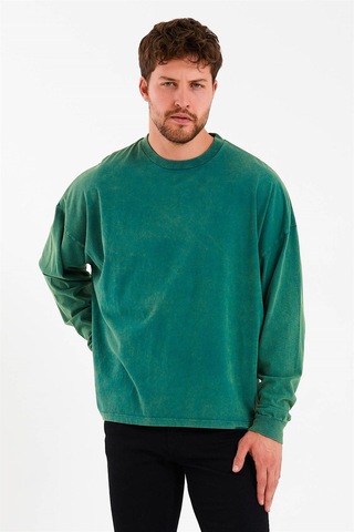 JAHR MARC Oversize Yeşil Uzun Kollu Erkek T-shirt Yeşil