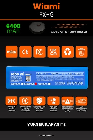 Wiami Fx-9 6400mah Robot Süpürge Bataryası