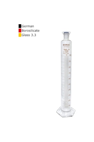 Borox Cam Çalkalamalı Mezür 1000 ML Plastik Tıpalı Dereceli